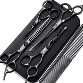 Gimars 7inch professional grooming scissors blade closeup for precise pet trimming.