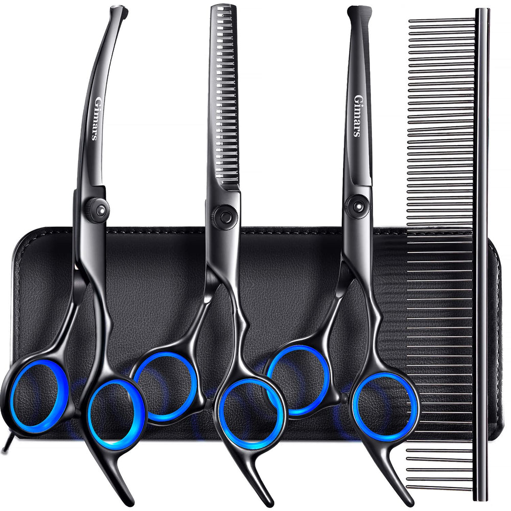 Gimars dog grooming scissors kit straight blades deliver precise, clean trims