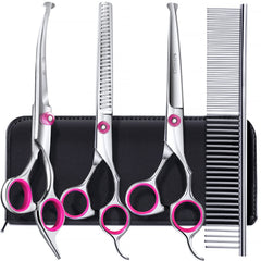 Gimars dog grooming scissors kit straight blade for precise trims and smooth glide.