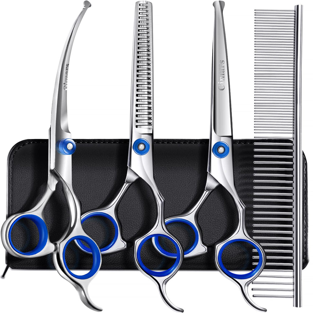 Gimars professional 5in1 grooming scissors straight closeup—precise blades for clean trims.