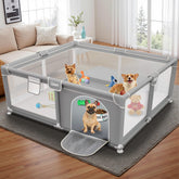 Gimars puppy playpen 50x50x26-inch assembly view shows quick setup and secure enclosure.