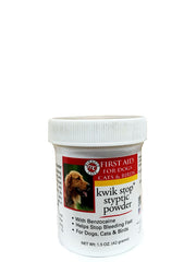 Gimborn Kwik-Stop jar demonstrates quick bleeding control for minor pet bleeds