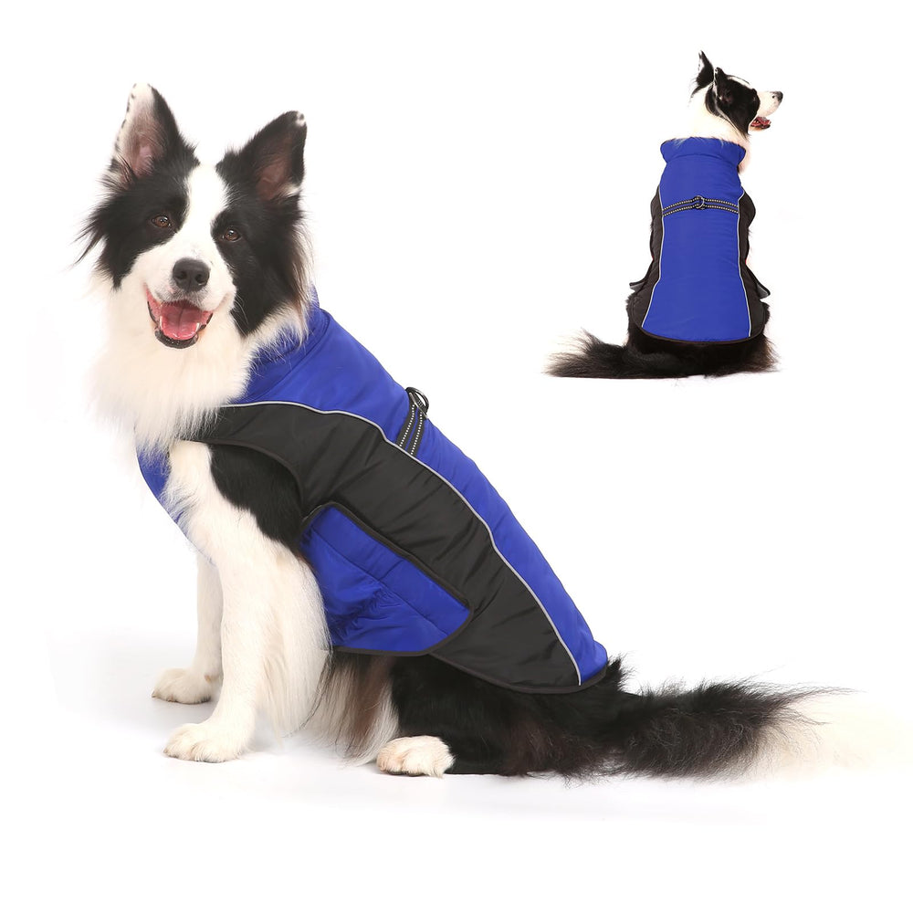 Gimilife warm dog winter coat front view shows snug fit for chilly outings.