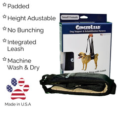 GingerLead sling-harness adjustable-length image highlighting customizable fit
