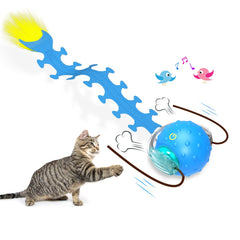 giociv interactive cat toy ball blue centipede front view for active play on hard floors