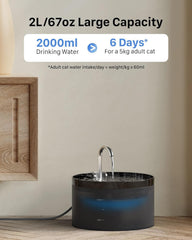GIOTOHUN cat water fountain LED light improves night visibility.