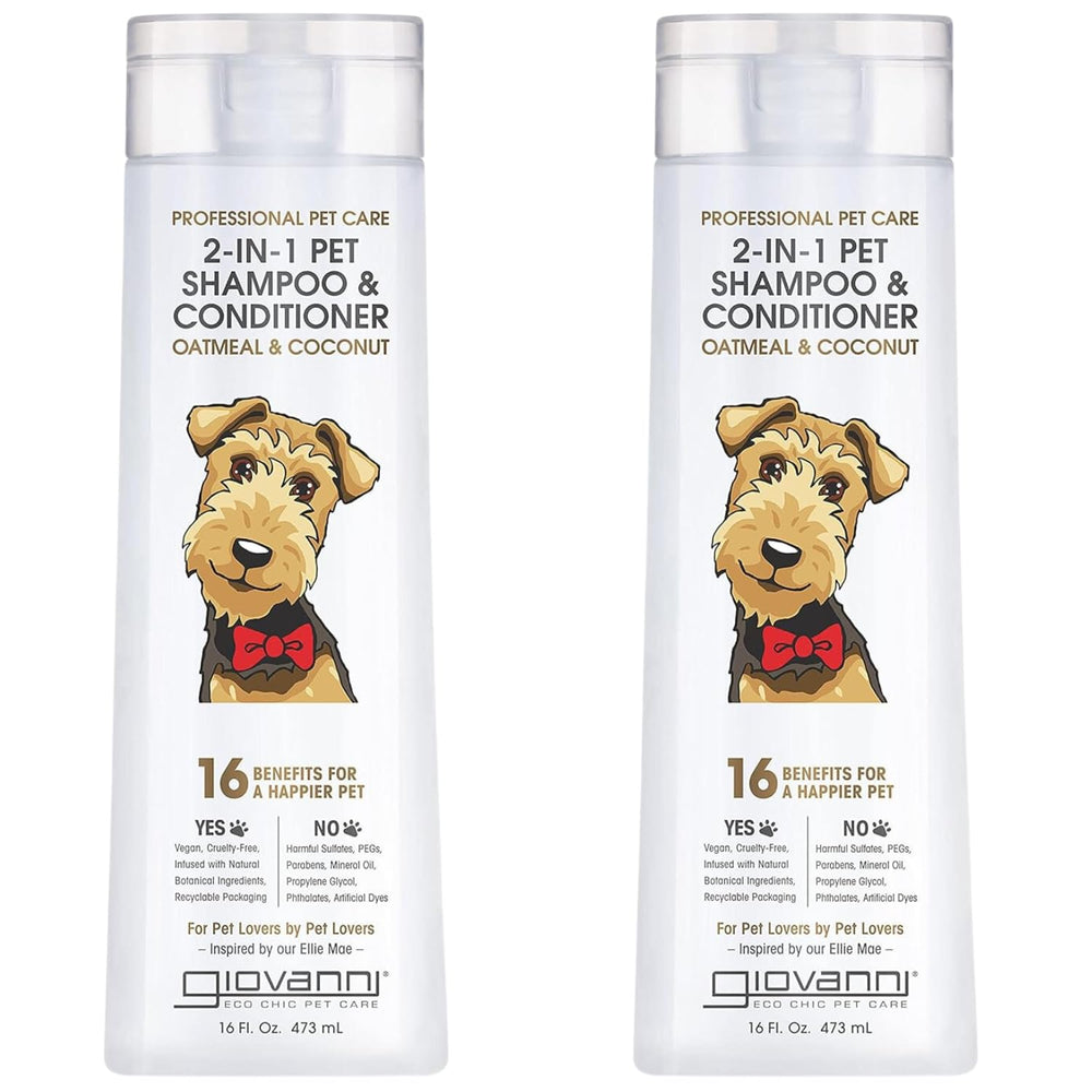 GIOVANNI Professional 2-in-1 pet shampoo bottle for dogs and cats offering deep cleanse.