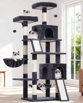 Gitelsnour 71-inch cat tree front view shows tall perch for climbing