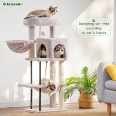 Gitelsnour cat tree condo offers a private retreat for kittens.