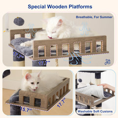 Gitelsnour cat tree shows two wooden perches for varied climbing levels