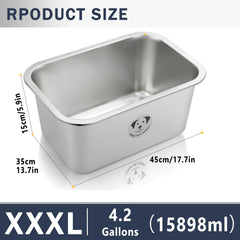 GIXSEGIE measurements show 4.2-gallon capacity for large-dog feeding.