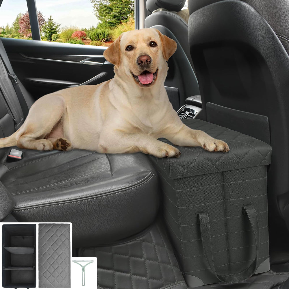 GJEASE car back seat extender with soft top offers pets a comfy resting space.