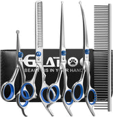 GLADOG dog grooming scissors kit curved tip close-up for precise safe trims