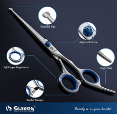 GLADOG 6.5-inch straight scissor close-up for clean edge lines