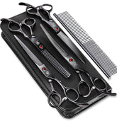 GLADOG grooming scissors kit in leather case for portable professional pet grooming