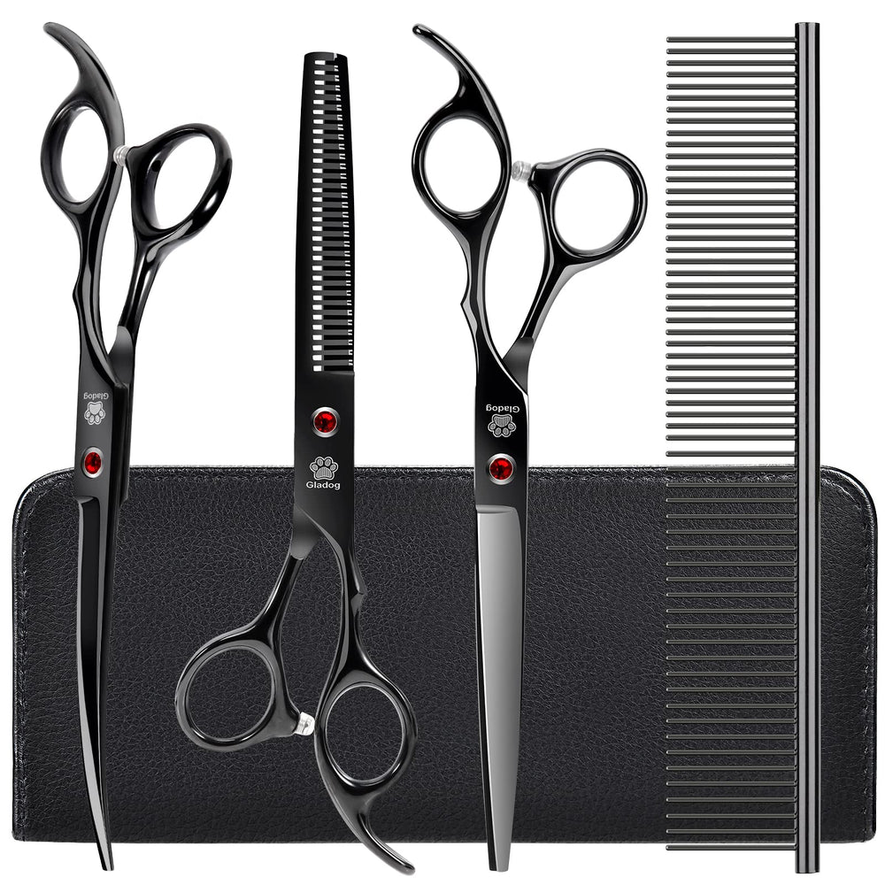 GLADOG kit contents featuring thinning shear for precise grooming