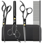 GLADOG kit in use with dog grooming scissors for precise at-home trimming.