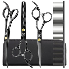 GLADOG kit in use with dog grooming scissors for precise at-home trimming.