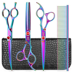GLADOG pro rainbow straight scissor delivers precise trims for a polished coat.
