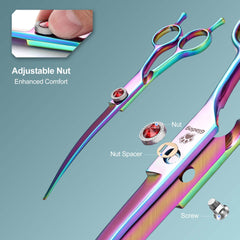 GLADOG rainbow thinning scissor for controlled thinning and smoother coats.