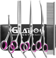 GLADOG thinning shear image demonstrates precise coat thinning for balanced grooming results.