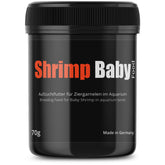 GlasGarten Shrimp Baby Food packaging on shelf shows size and label for easy storage and dosing.