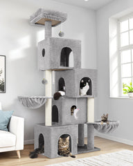 Globlazer 70in cat tower assembled in living room for multi-cat use