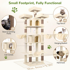 Globlazer Big Cat Tower-9-sisal-posts deliver durable scratching surfaces.