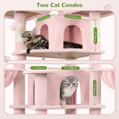 Globlazer Big Pink Cat Tower—nine sisal posts encourage scratching and exercise.