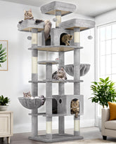 Globlazer 82-inch tall cat tree provides elevated viewing for multi-cat households.