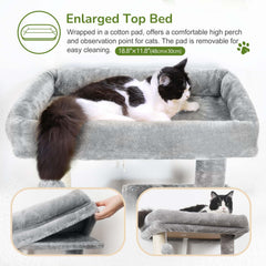 Globlazer cat tree hammock and cave offer privacy and rest for relaxed cats.