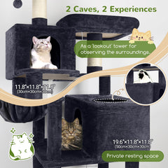Globlazer cat tree tower 76-inch front view emphasizing accessible perches and multi-cat play.