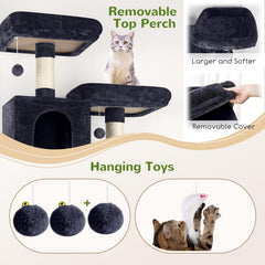 Globlazer cat tree tower hammock close-up highlighting relaxing lounging nook.