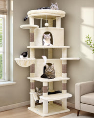 Globlazer corner cat tree 66 inch curve supports multiple cats in a space-saving design