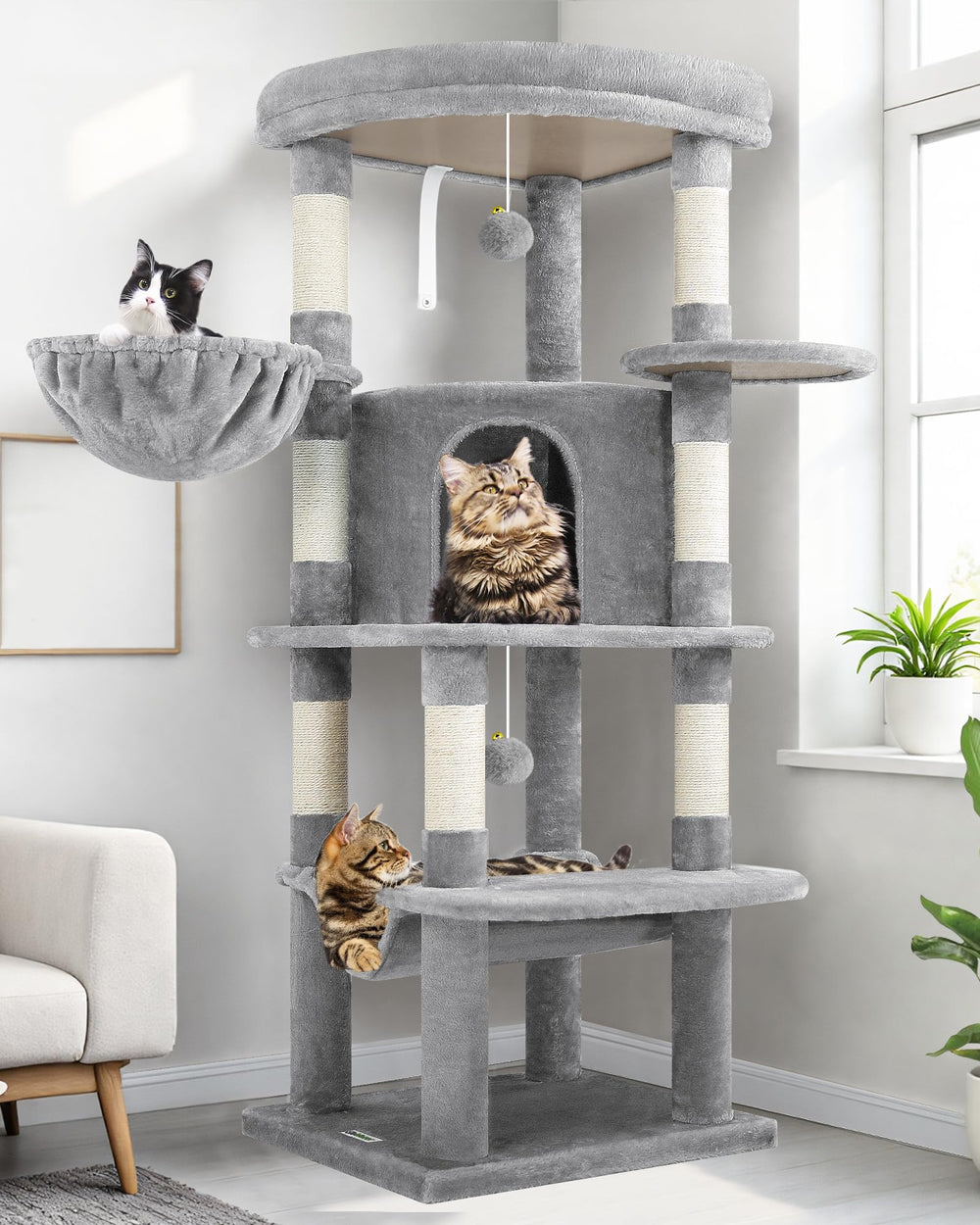 Globlazer corner cat tree 51in in corner setup supports space-saving play and observation.