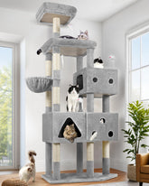 Globlazer extralarge cat tower assembled view showing multi-level play area for big cats