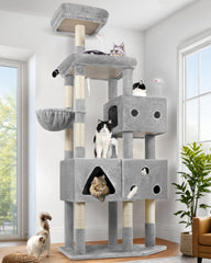 Globlazer extralarge cat tower assembled view showing multi-level play area for big cats