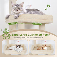 Globlazer F50 cat tower top perch with plush removable cover for warm lounging.
