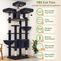 Globlazer F82 cat tree with two hanging baskets offers cozy elevated rests.