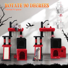 Globlazer Gothic Cat Tower top perch close-up with plush removable cover for lounging.