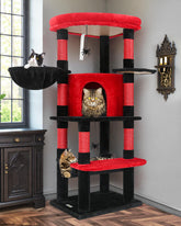 Globlazer Gothic Corner Cat Tree Tower top perch offers a spacious view and cozy lounging.