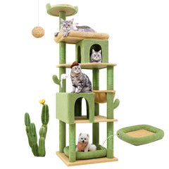 Globlazer heavy-duty cactus cat tree 72in front view shows sturdy stability for large cats.