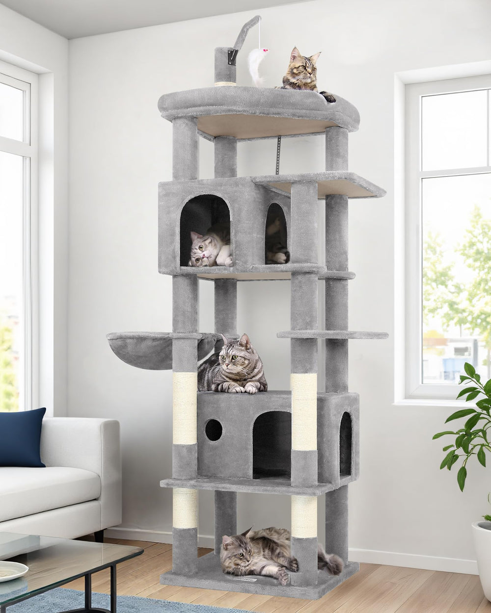 Globlazer large cat tree tower multi-level play area for multiple indoor cats