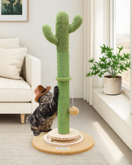 Globlazer cactus scratching post side view showing sturdy sisal for satisfying cat scratching