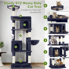 Globlazer triangular-structure cat tree enhances stability during climbs and rest.