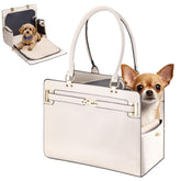 Globlyte dog purse carrier open view highlights portable style for small pets on travel