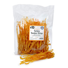 GOGO Turkey Tendon Strips closeup texture highlighting chewy texture