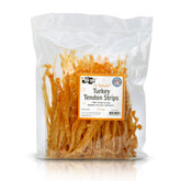 GOGO Turkey Tendon Strips dog chew pack showing two servings for sharing