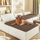 gogobunny dog bed cover plaid dark chocolate front view protects furniture from spills.