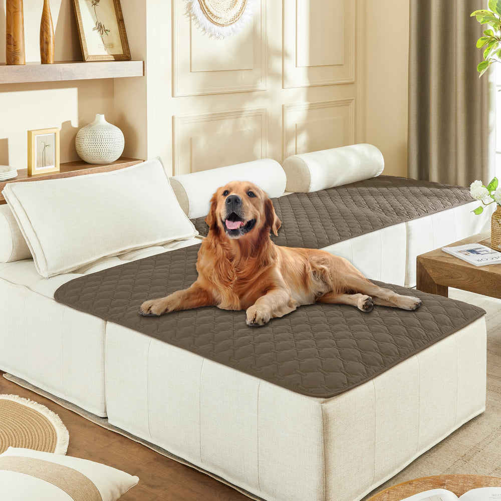 Gogobunny dog blanket shows waterproof outer layer for spill protection.